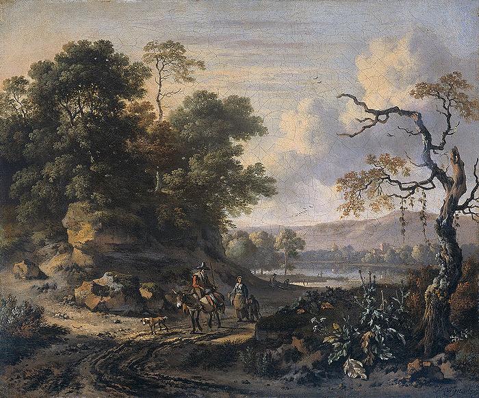 Jan Wijnants Landscape with donkey rider.